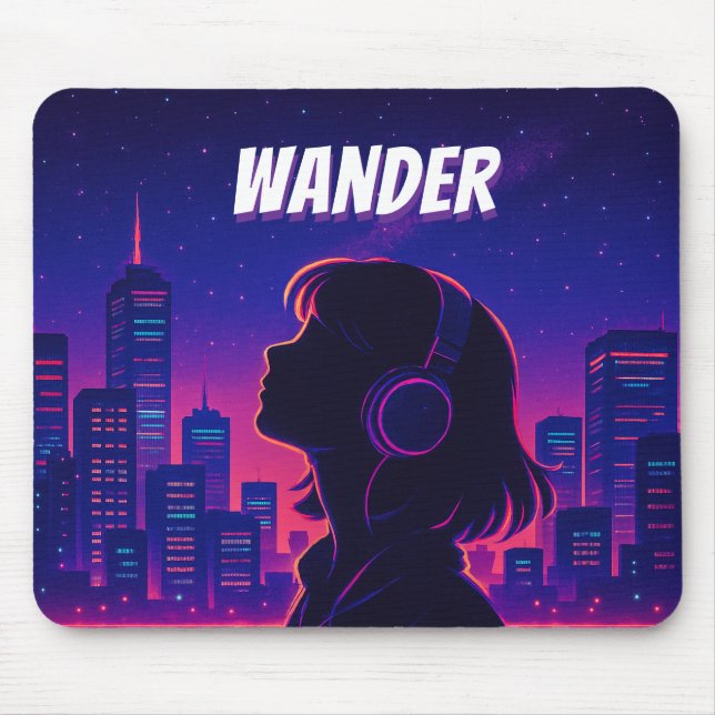 Neon City Night Mousepad (Front)