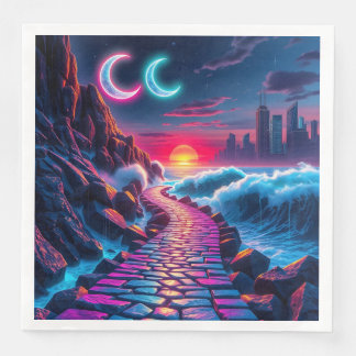 Neon City Skyline Pathway Napkins