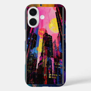 Neon Cityscape iPhone 16 Case
