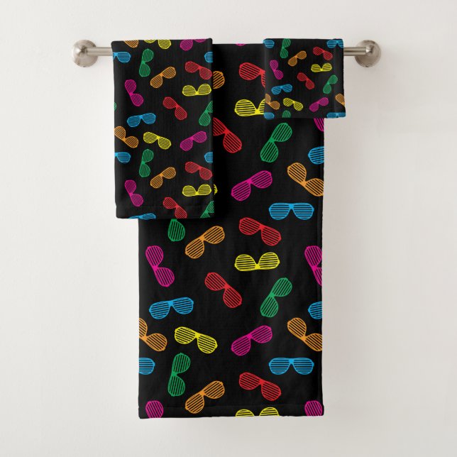 Neon Classic Sunglasses Pattern Bath Towel Set (Insitu)