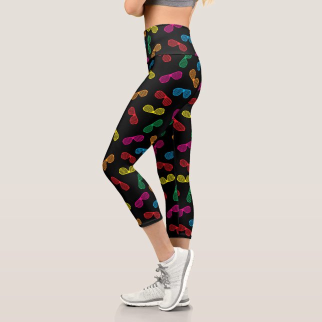 Neon Classic Sunglasses Pattern Capri Leggings (Left)