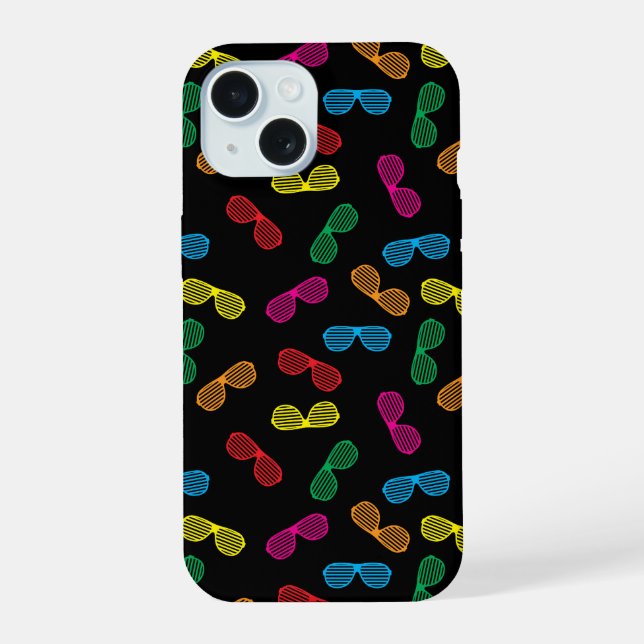 Neon Classic Sunglasses Pattern iPhone 15 Case (Back)