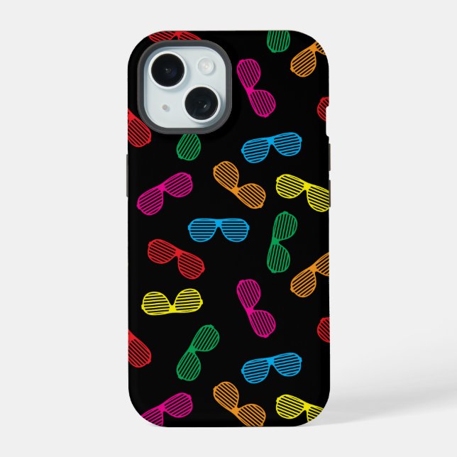 Neon Classic Sunglasses Pattern iPhone 15 Case (Back)