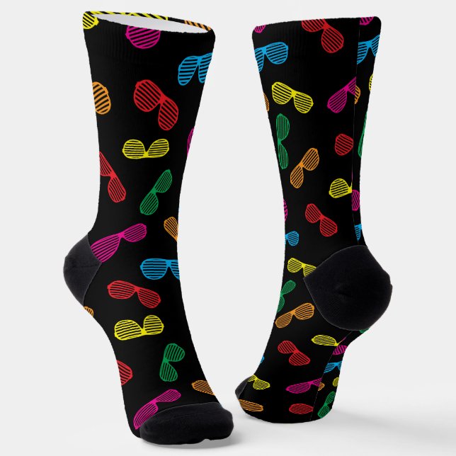 Neon Classic Sunglasses Pattern Socks (Angled)