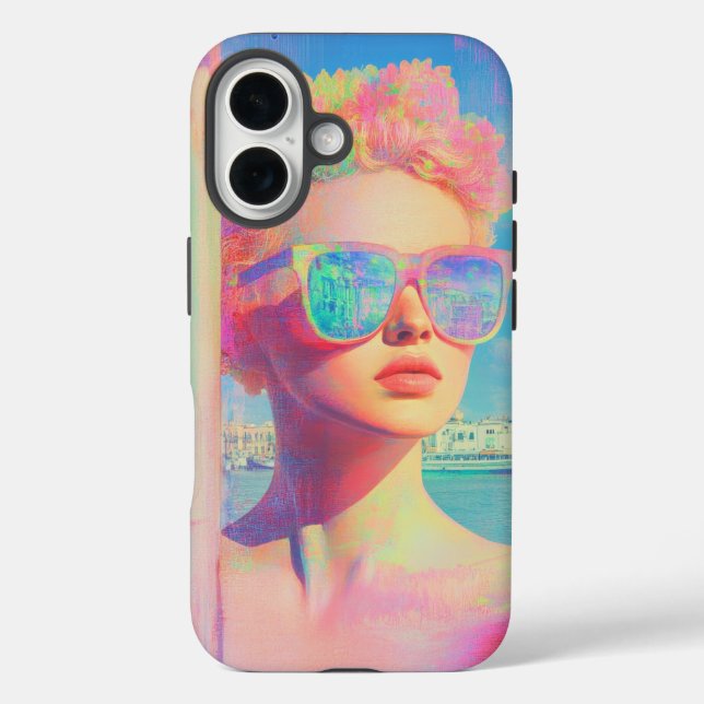Neon Coastal Beauty with Sunglasses Case-Mate iPhone Case (Back)