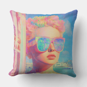 Neon Coastal Beauty with Sunglasses Cushion
