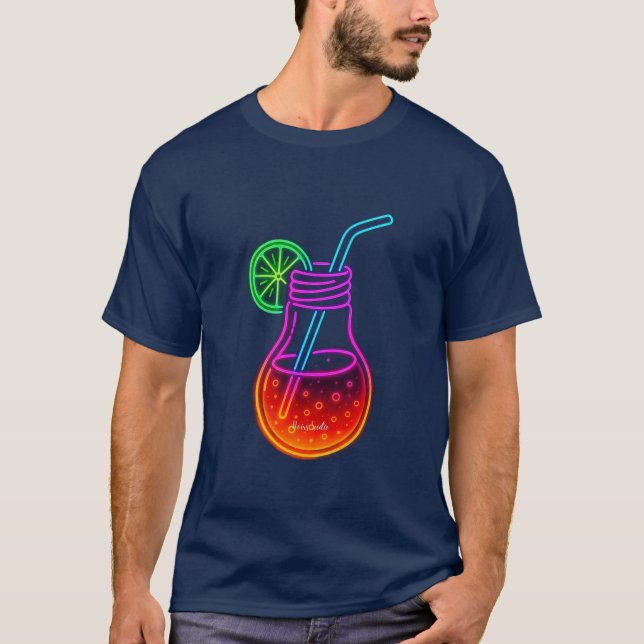 Neon Cocktail Drink Glow T-Shirt (Front)