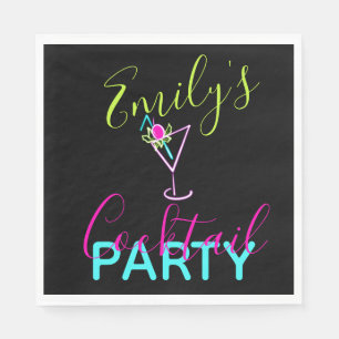 Neon Cocktail Modern Art Party Napkin