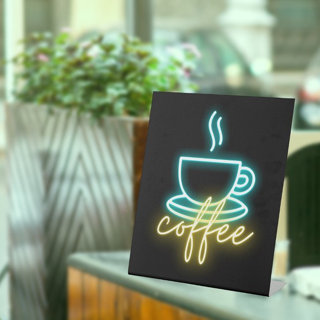 Neon Coffee Symbol &  Text   Pedestal Sign (Creator Uploaded)