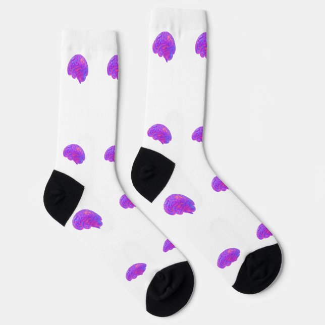 Neon Color Brain Design Socks (Right)