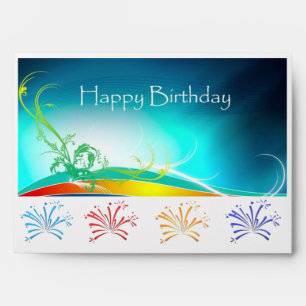 Neon colored Happy Birthday envelope