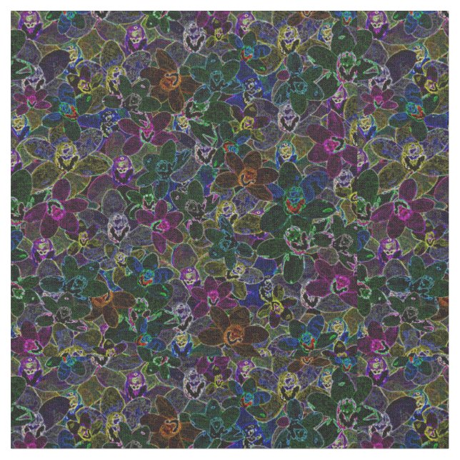 Neon Colored Orchids, Fabric (Close Up)