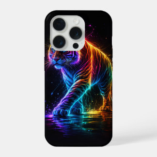 Neon-colored Tiger iPhone 15 Pro Case