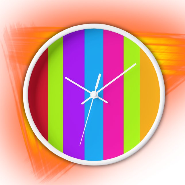 Neon Colorful Stripes |  Clock (Creator Uploaded)