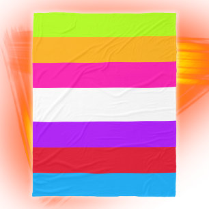 Neon Colorful Stripes Fleece Blanket