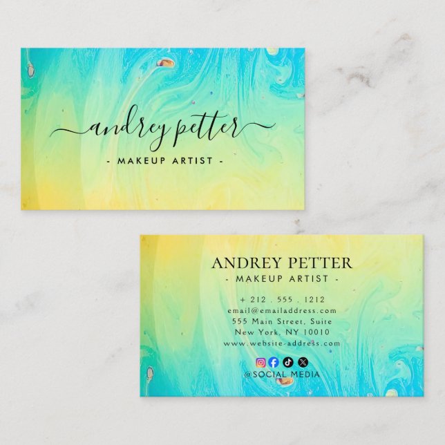 neon colors gemstone opal business card (Front/Back)