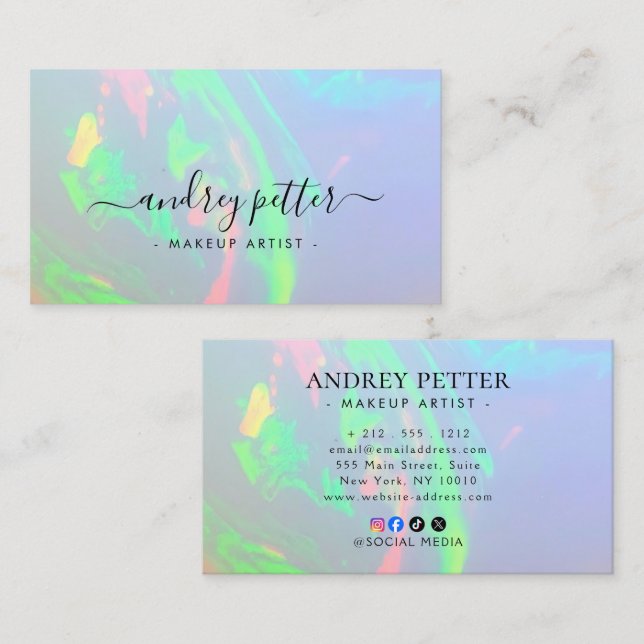 neon colors gemstone opal business card (Front/Back)