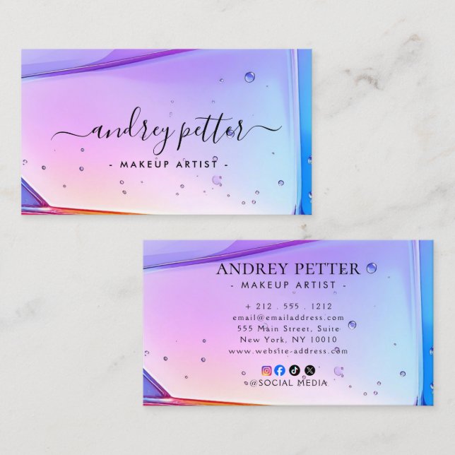 neon colors gemstone opal business card (Front/Back)
