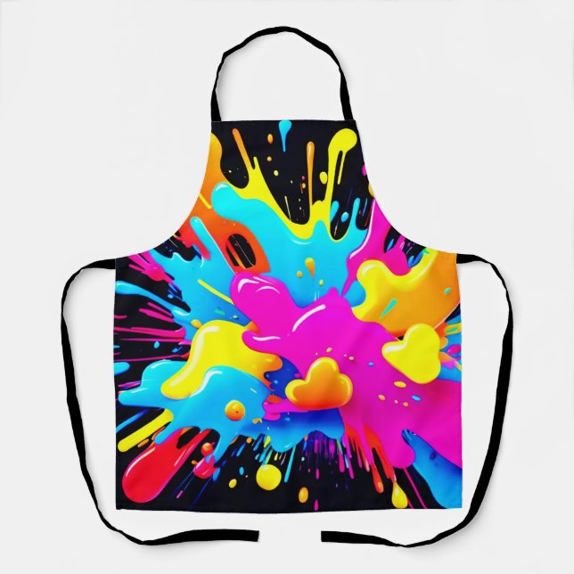 Neon Colour Splash Art Apron (Front)