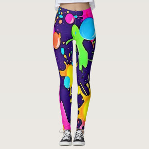 Neon Colour Splash Art Leggings