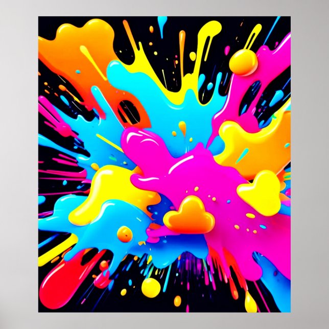 Neon Colour Splash Art Poster (Front)