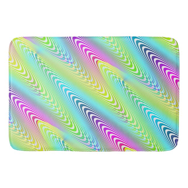 Neon Coloured Waves Stripes seamless pattern Bath Mat (Front)