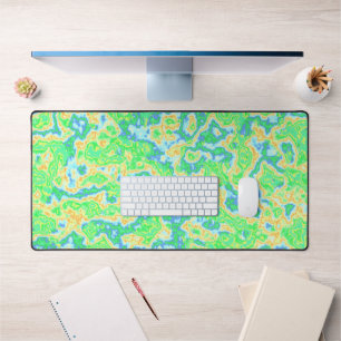 Neon Colourful Acid Trip Groovy Abstract Marble Ar Desk Mat