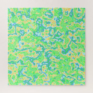 Neon Colourful Acid Trip Groovy Abstract Marble Ar Jigsaw Puzzle