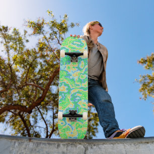 Neon Colourful Acid Trip Groovy Abstract Marble Ar Skateboard