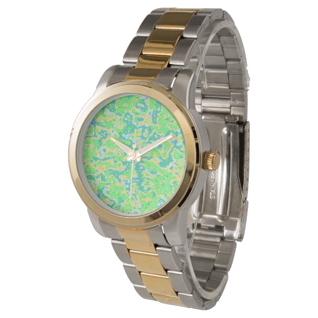 Neon Colourful Acid Trip Groovy Abstract Marble Ar Watch (Angled)