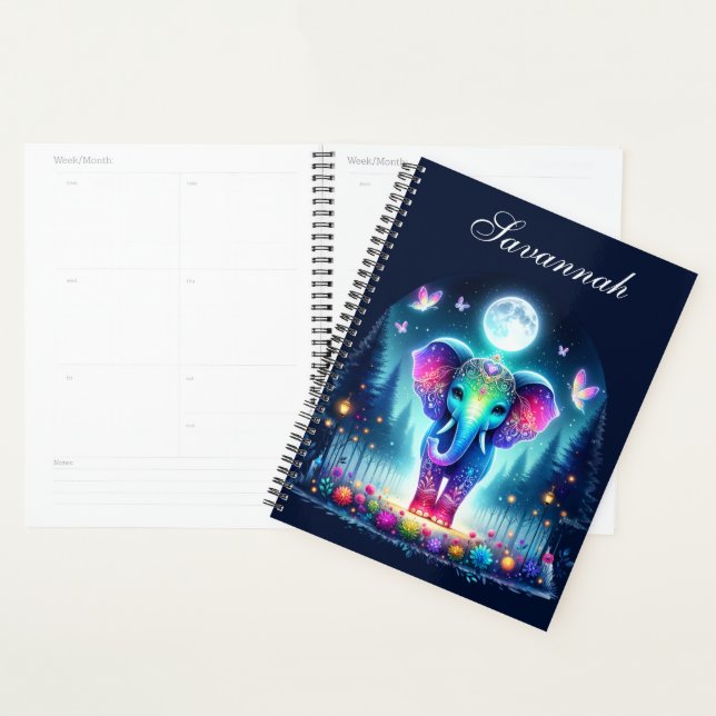 Neon Colourful Holographic Decorated Elephant | Planner (Display)