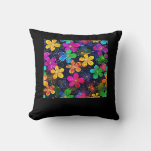 Neon Colourful Pattern - Whimsigoth Cottagecore Bl Cushion