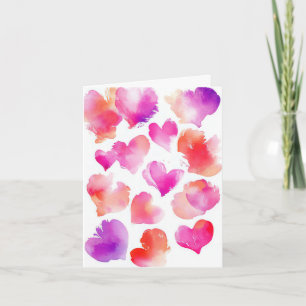 Neon colourful Pink Hearts Valentine's Greeting Card