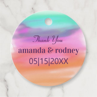 Neon Colourful Rainbow Abstract Wedding Favour Tags