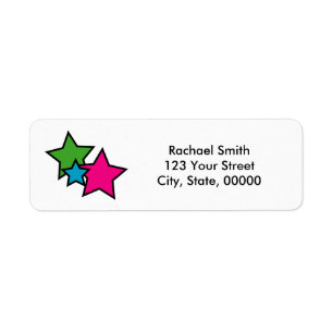 Neon Colourful Stars Personalised Return Address