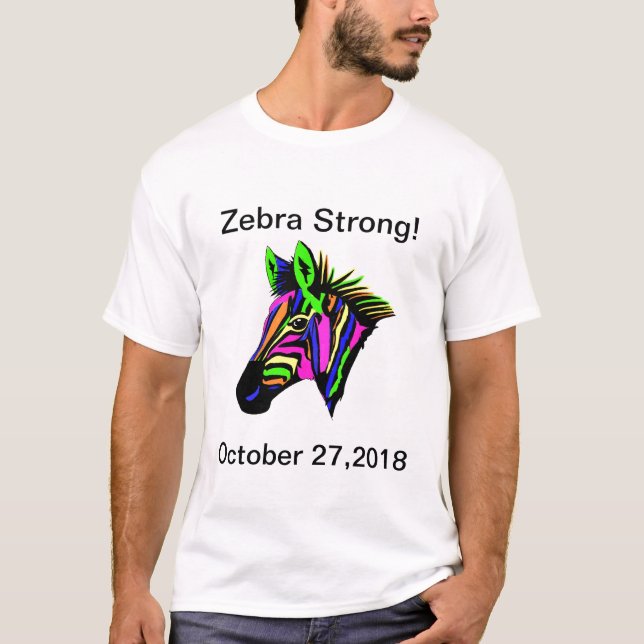 Neon colourful zebra stripes customisable shirt (Front)