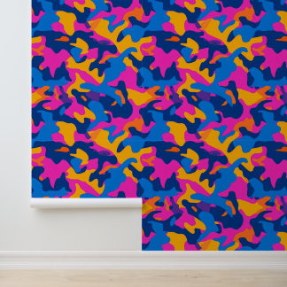 Neon colours camouflage wallpaper