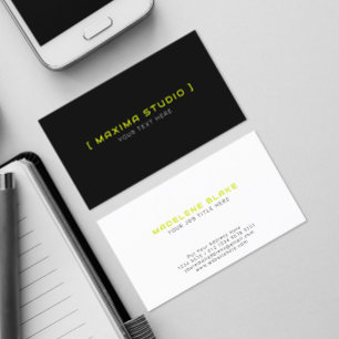 Neon Colours Company Name in Black Green Monogram Business Card