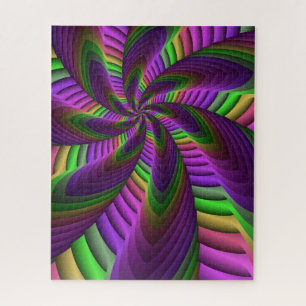 Neon Colours Flash Crazy Colourful Fractal Pattern Jigsaw Puzzle