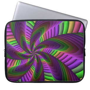 Neon Colours Flash Crazy Colourful Fractal Pattern Laptop Sleeve