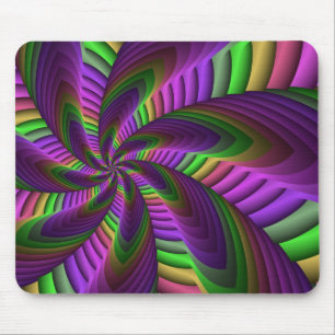 Neon Colours Flash Crazy Colourful Fractal Pattern Mouse Pad