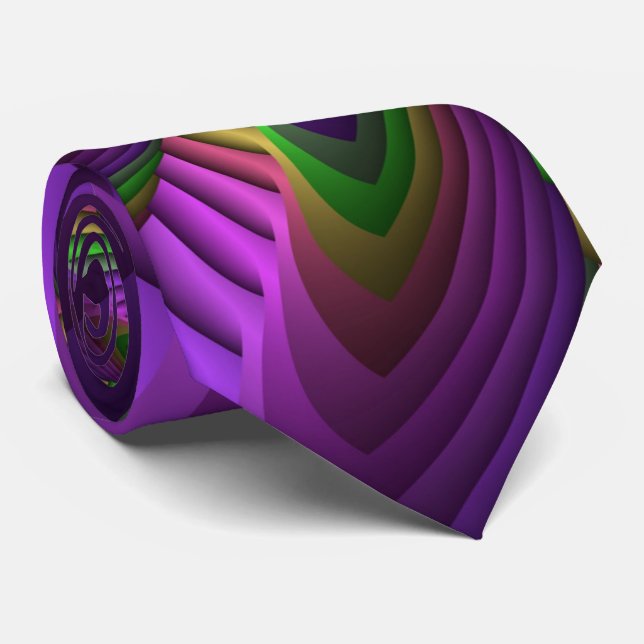 Neon Colours Flash Crazy Colourful Fractal Pattern Tie (Rolled)