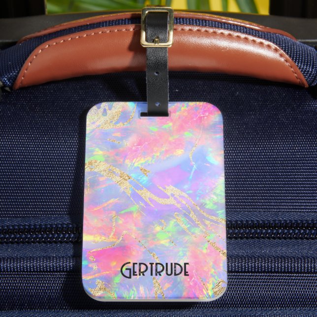 neon colours gemstone opal  luggage tag (Front Insitu 2)