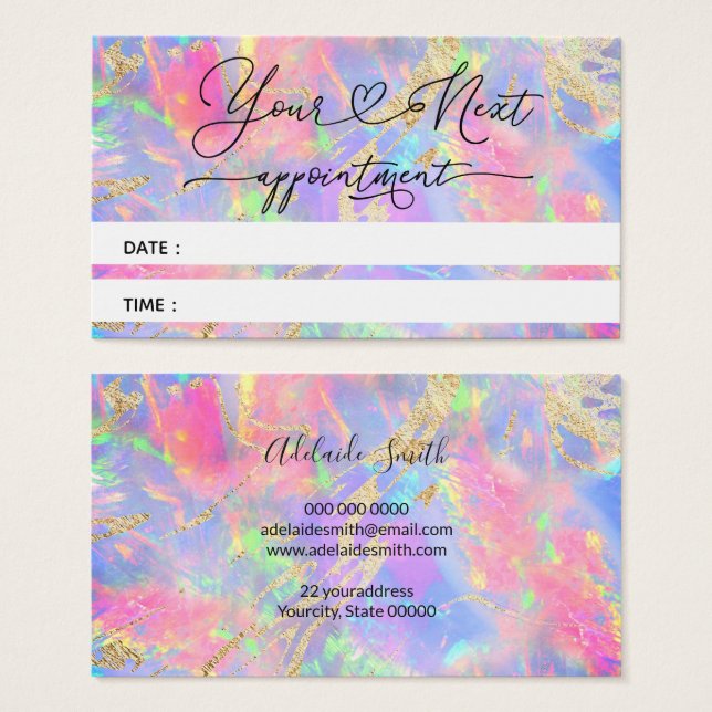 neon colours opal appointment card (Front & Back)