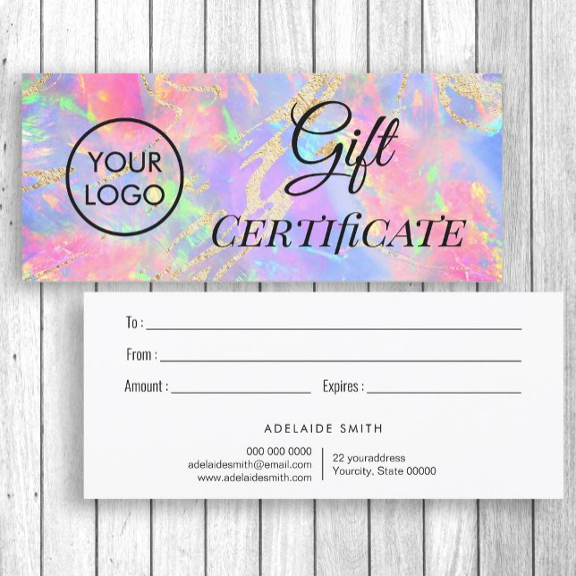 neon colours opal logo gift certificate (Creator Uploaded)