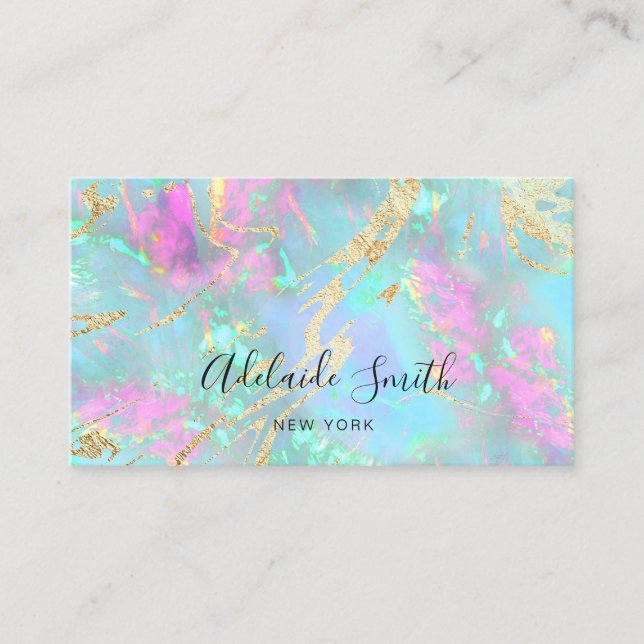 neon colours pastel opal texture business card (Front)
