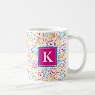 Neon Colours Pattern   Monogram Coffee Mug