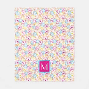 Neon Colours Pattern   Monogram Fleece Blanket