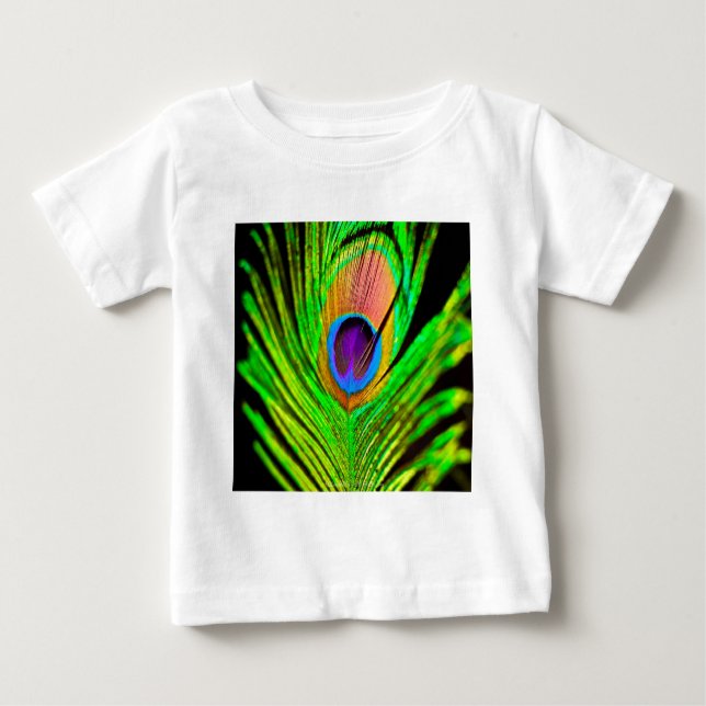 Neon Colours Peacock Feather Baby T-Shirt (Front)