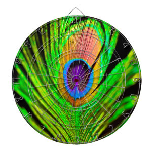 Neon Colours Peacock Feather Dartboard